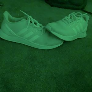 white adidas athletic shoes—male—size 10.5